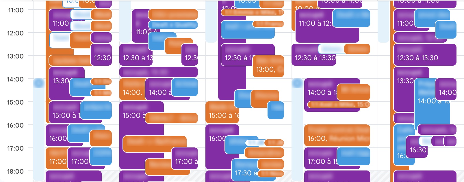 image of a calendar application stuffed with meetings